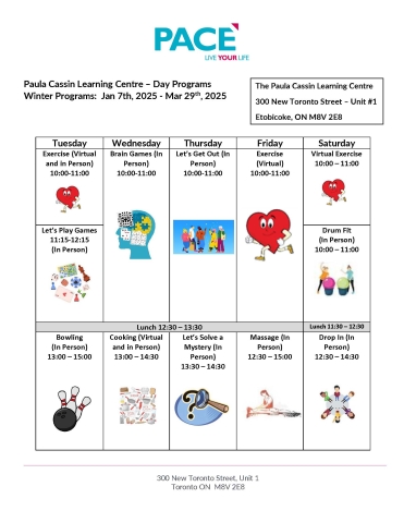 Winter 2025 Day Program Calendar